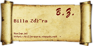 Billa Zóra névjegykártya